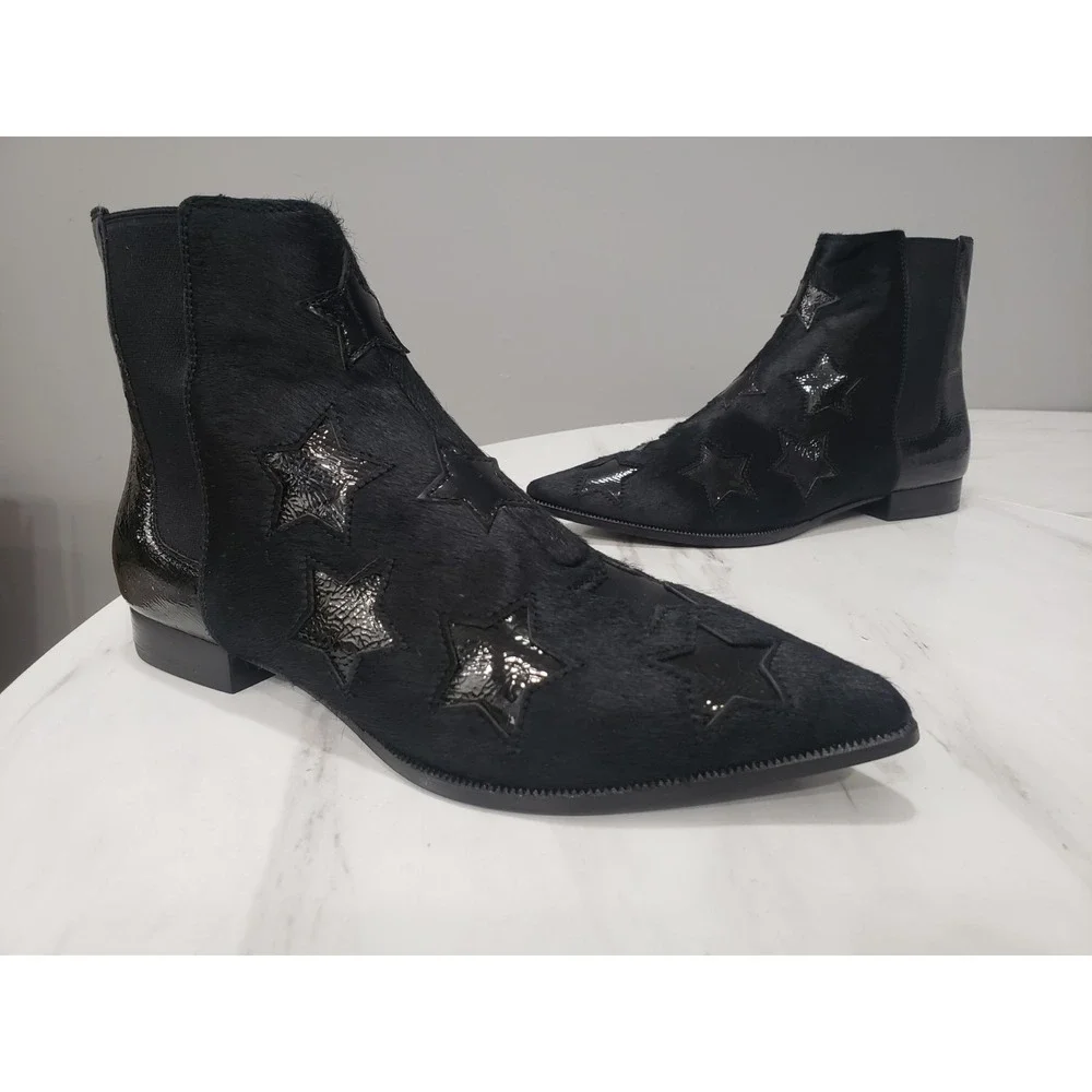 SIZE 10 / EURO 40 ASH BLISS Chelsea Ankle Boot Cow Hair Leather STARS Western